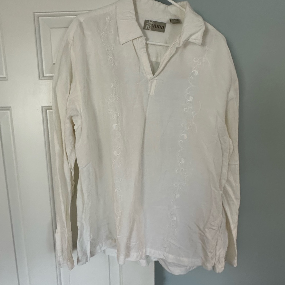 Cubavera Cream Linen Blend Shirt
